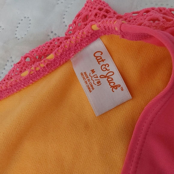 Justice Cat & Jack Swimsuit, Girl's Hot Pink Halter Bikini Set, Size Medium 7/8 - Picture 8 of 8